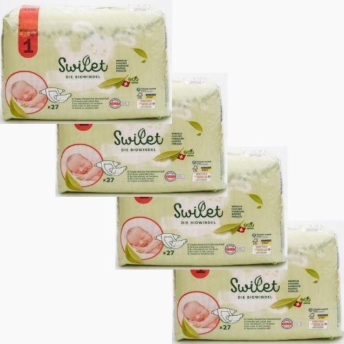 Pack ahorro Pañales Ecológicos Swilet Talla 1 New Born 108 uds