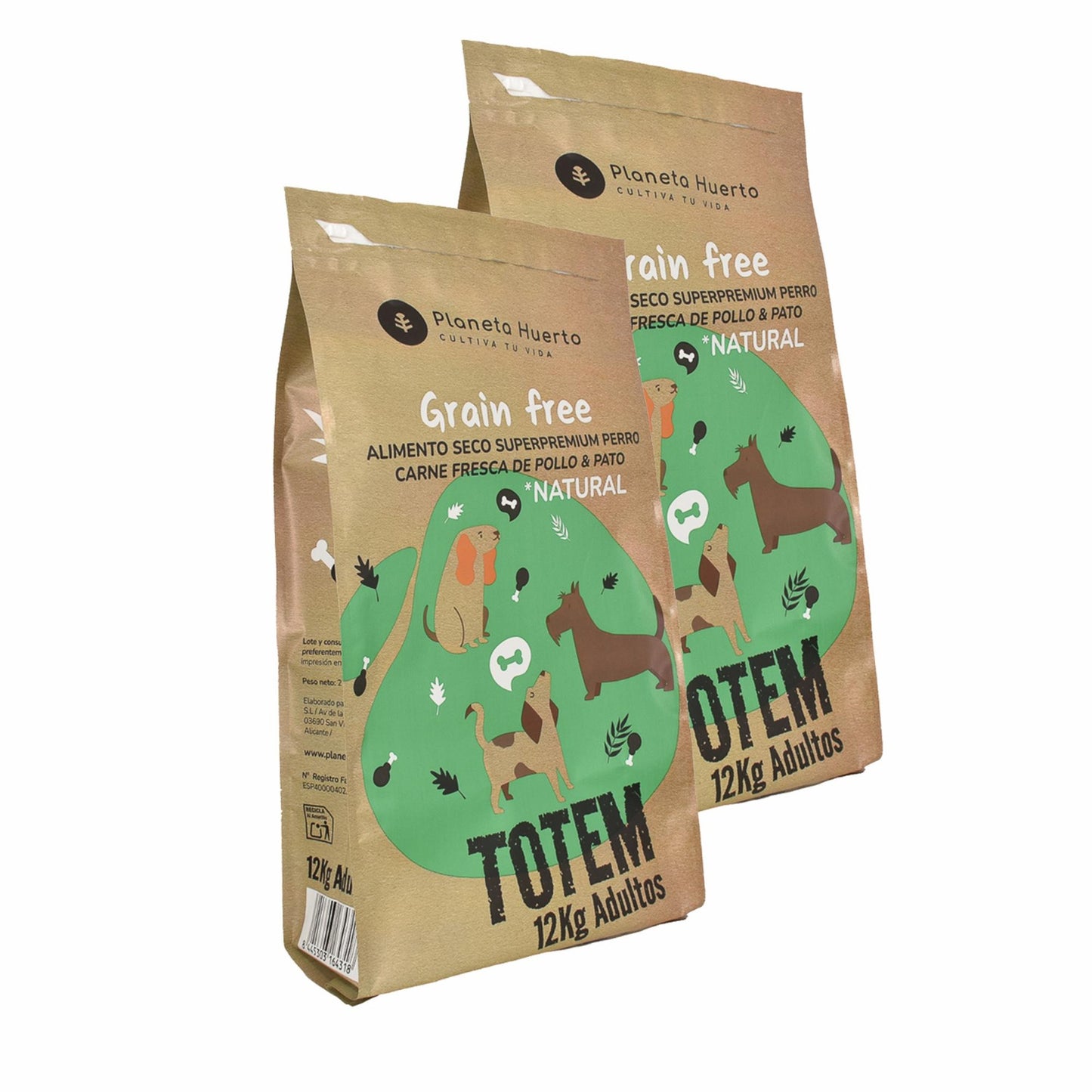Pack 2 x Pienso Natural Grain Free Superpremium Pollo y Pato 12 kg Planeta Huerto