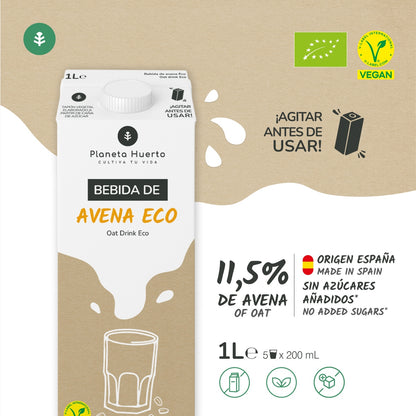 Pack 6x Bebida de Avena ECO Planeta Huerto 1L
