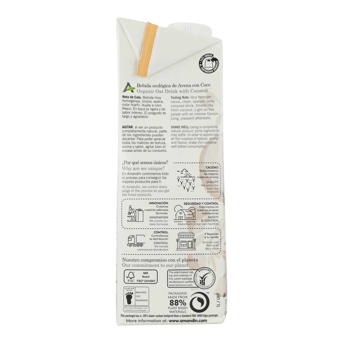 Pack 12 x Bebida de Avena con Coco Amandín 1 L