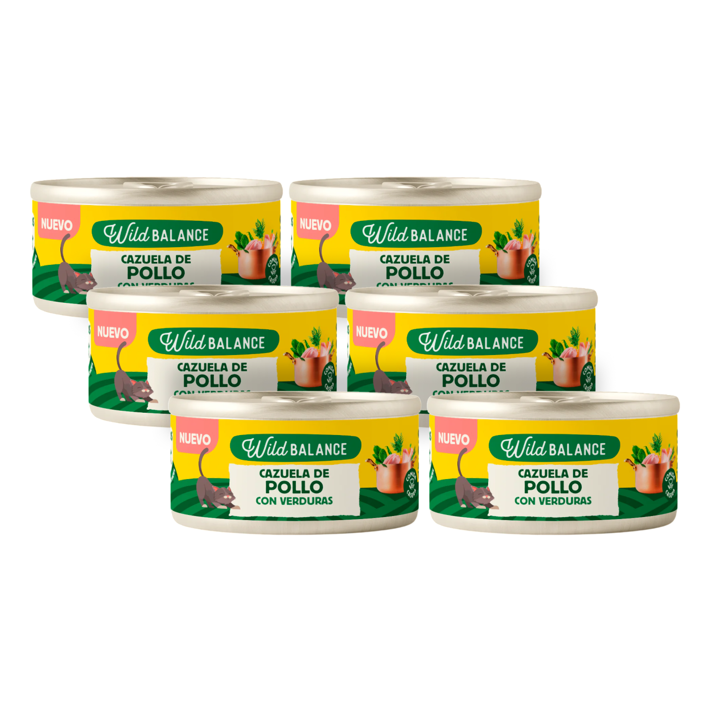 Pack Cazuela de pollo para gatos 6x80 g Wild Balance