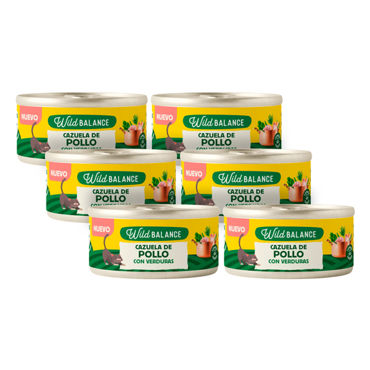 Pack Cazuela de pollo para gatos 6x80 g Wild Balance