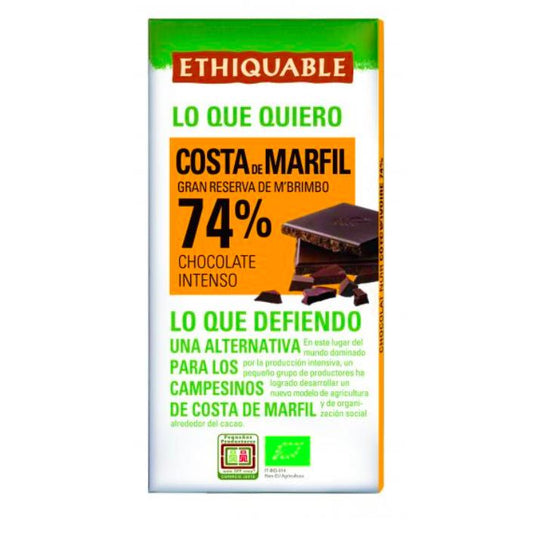Chocolate Negro 74% Costa de Marfil BIO  Ideas Comercio Justo 100 g
