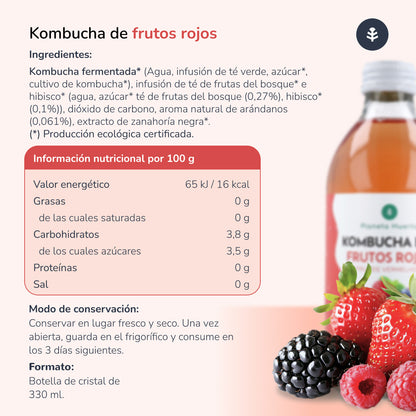 Pack 6x Kombucha ECO Frutos rojos Planeta Huerto 330 ml