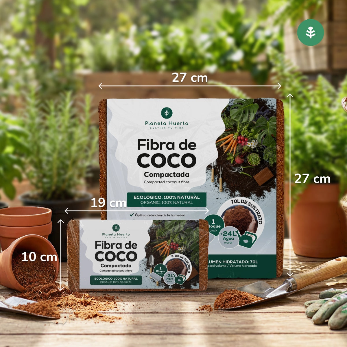 Sustrato Fibra de Coco Planeta Huerto 27 Litros