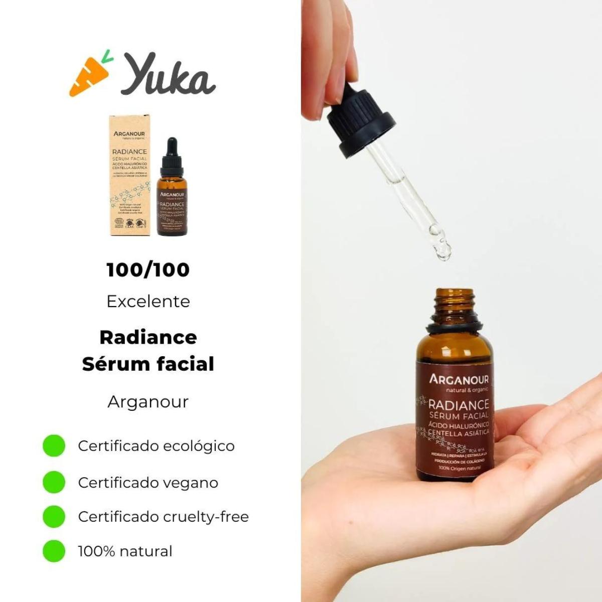Serum facial Radiance Ácido hialuronico y centella asiática 30ml Arganour