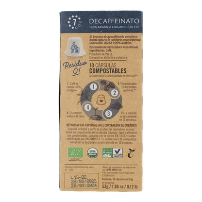 Cápsulas compostables de café descafeinado para nespresso Novell 10 unidades