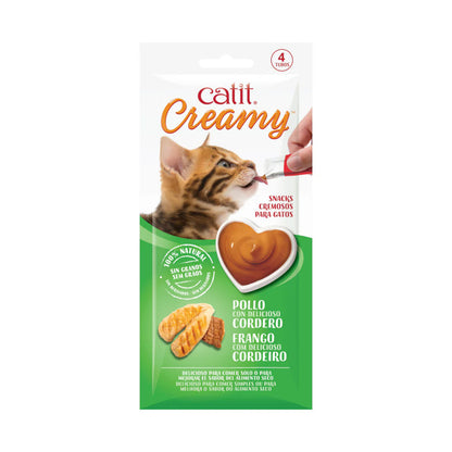 Snack líquido para gatos sabor pollo y cordero Creamy 4 x 10 g Catit