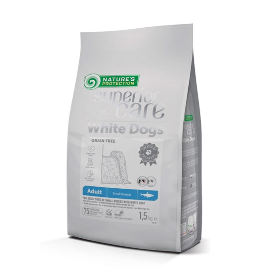 Pienso perros razas pequeñas con arenque White Dog 1,5 kg Nature's Protection