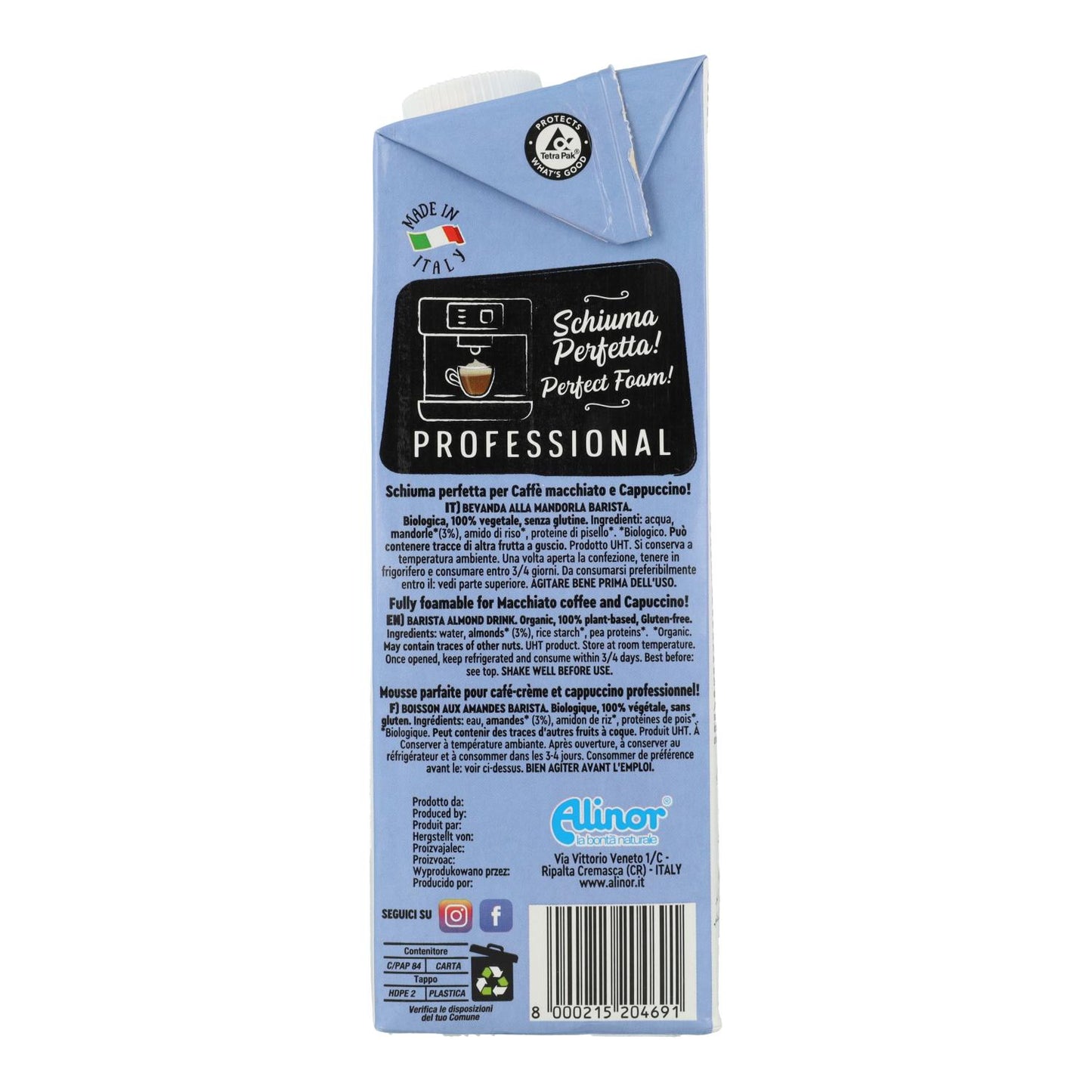 Bebida de Almendras Barista sin gluten BIO Vitariz 1 L