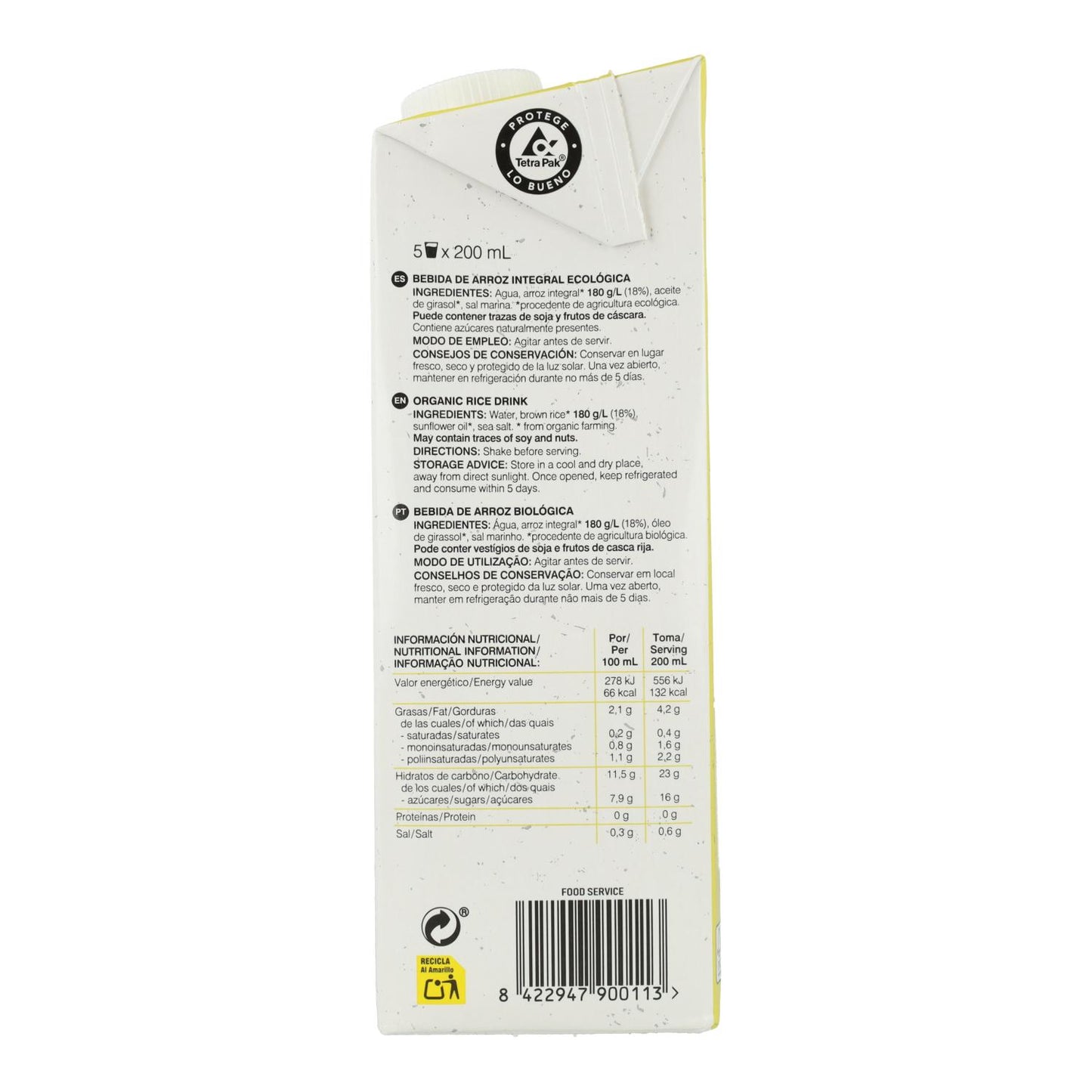 Pack 6 x  Bebida de Arroz Integral Soria Natural 1 L