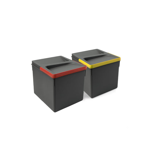Contenedores para cajón de cocina Recycle, Altura 216, 2x12, Plástico gris antracita Emuca