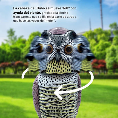 Pack 2 Búhos espantapájaros cabeza giratoria 41 cm Biotop