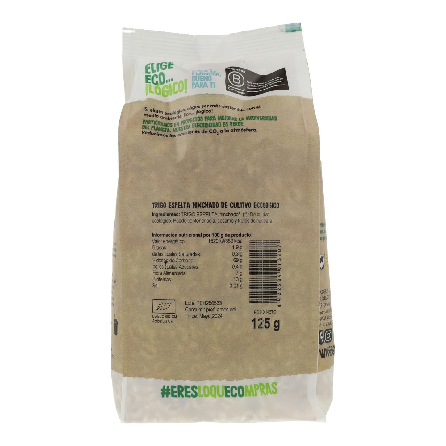 Pack 2x Trigo Espelta Hinchada Bio Ecocesta, 125 g