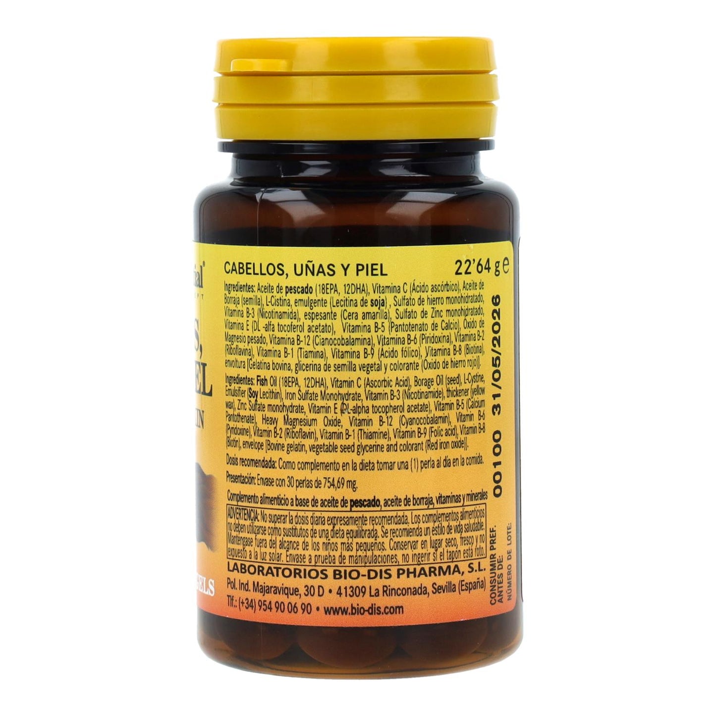 Cabellos, uñas y piel 540 mg Nature Essential, 30 perlas