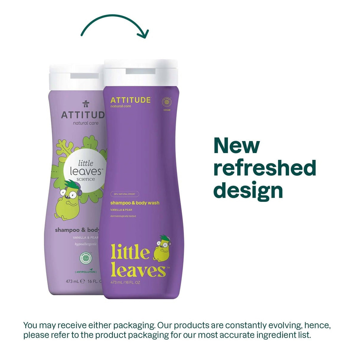 Gel y champú Little Leaves eco para niños Attitude 473 ml