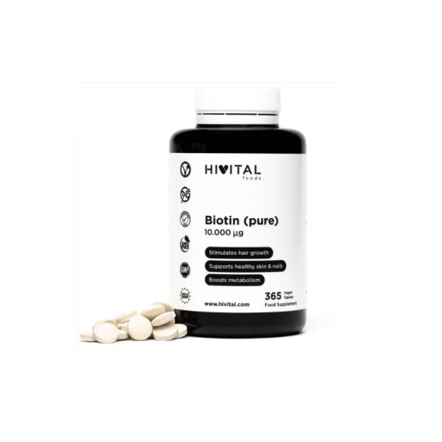Biotina 10.000 mcg  Hivital 365 comprimidos veganos