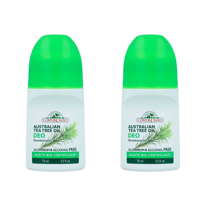 Pack 2x Desodorante roll-on árbol de té Corpore Sano 75 ml