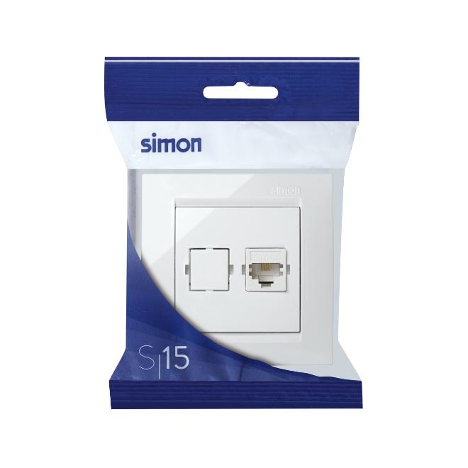 Simon 15 toma de teléfono Blanco