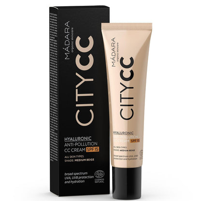 Crema solar SPF 15 City CC Cream tono medio Mádara 40 ml