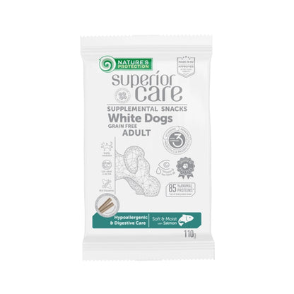 Snack Hipoalergenico perros con salmón White Dog 110 g Nature's Protection