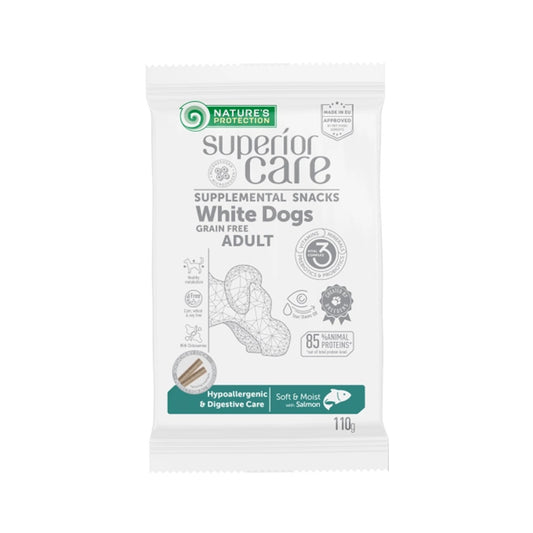 Snack Hipoalergenico perros con salmón White Dog 110 g Nature's Protection