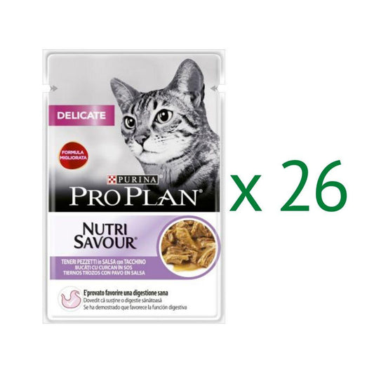 Pack 26 x PRO PLAN Gato DELICATE Pavo en Salsa 85g