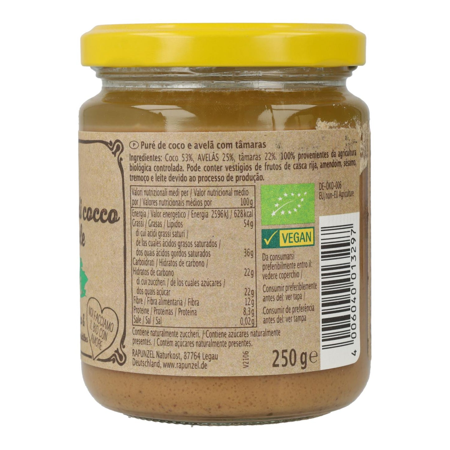 Crema de Coco, Avellanas y Dátiles Rapunzel 250gr