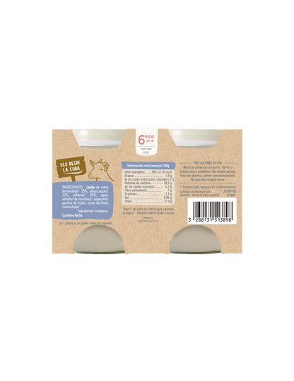 Yogur de Leche de Cabra con Albaricoque y Plátano Ecológica Babybio 2x130gr