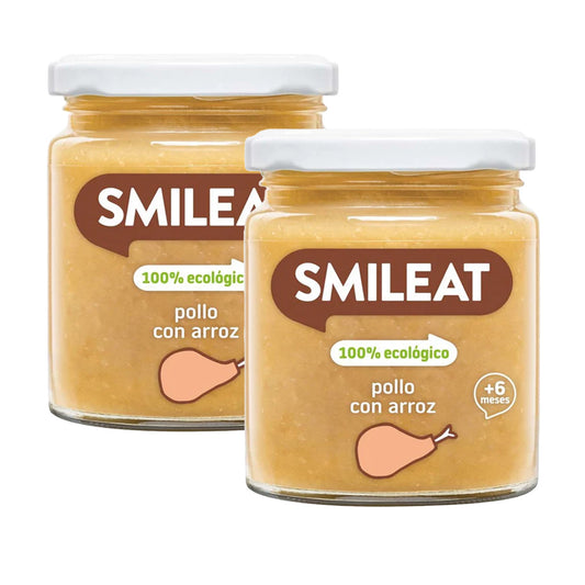 Pack 2x Tarrito BIO pollo con arroz +6 meses Smileat, 230g