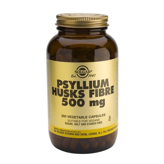 Fibra de cáscaras de Psyllium 500 mg Solgar, 200 cápsulas vegetales