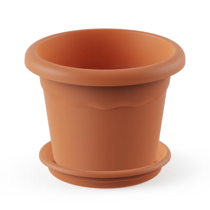Pack maceta redonda con plato color terracota Terra 26 x 19 cm