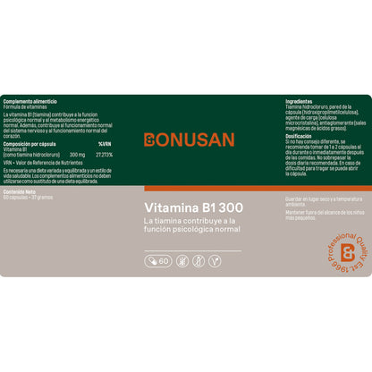 Vitamina B1 Tiamina Bonusan 60 Cápsulas Vegetales