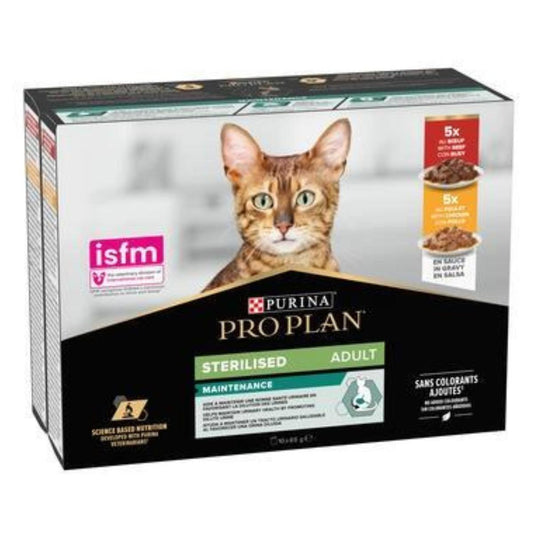 Pro Plan Gato Adulto Sterilised  Maintenance  con pollo y buey en salsa Purina Sobre 10x85g