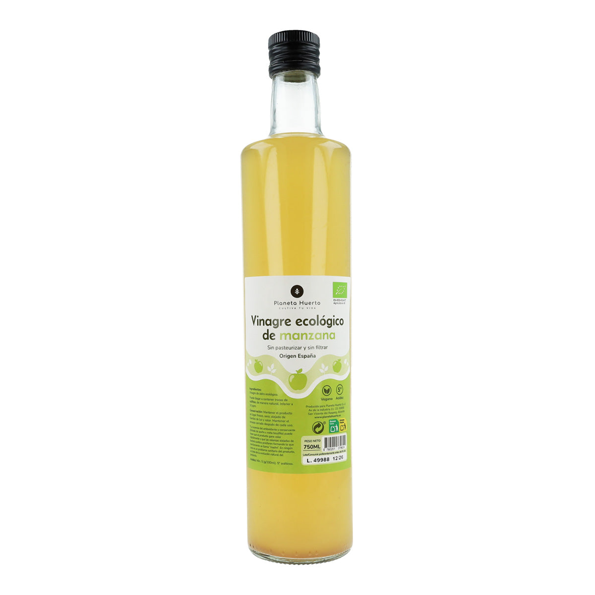 Vinagre de manzana ECO sin filtrar Planeta Huerto 750 ml