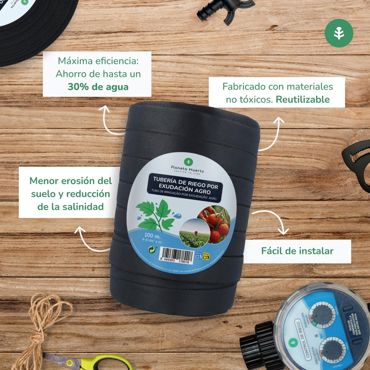 Tubería de Riego por Exudación en Rollo Agro Planeta Huerto 200 m