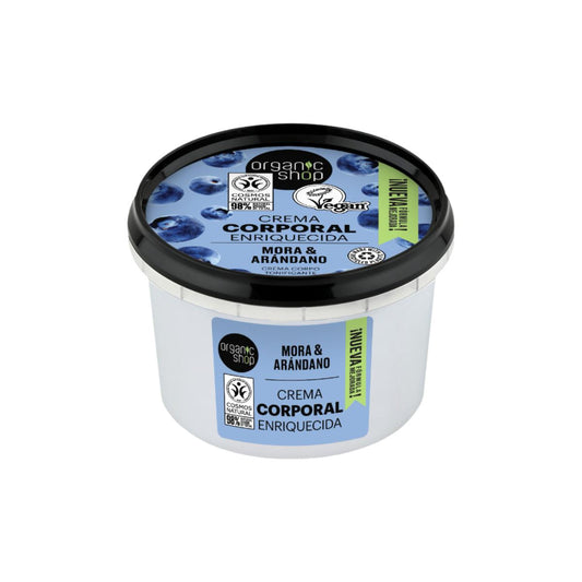 Crema corporal enriquecida mora y arándano, Organic Shop 250 ml