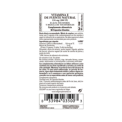 Vitamina E 200UI 134mg  50 cápsulas