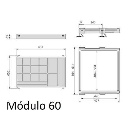 Emuca Kit Joyero y Bastidor de guías, regulable