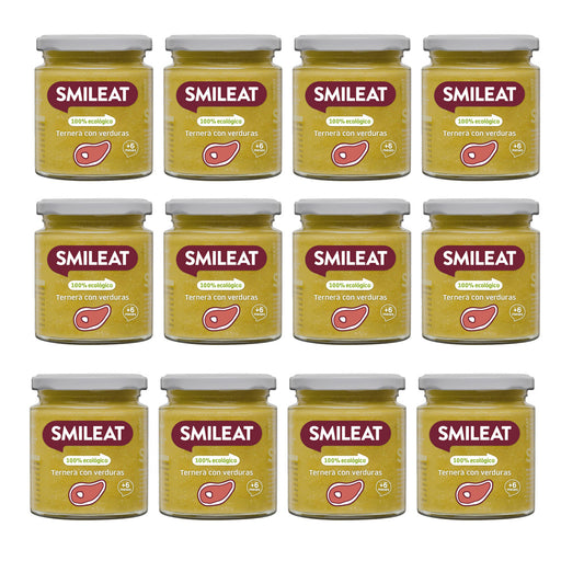 Pack 12x Tarrito BIO ternera y verduras +6 meses Smileat 230g