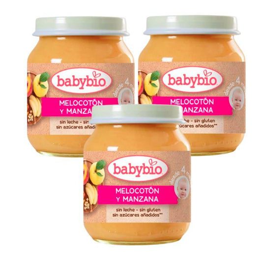 Pack PROMO 3x Tarrito Melocotón y Manzana, 130 g. Babybio