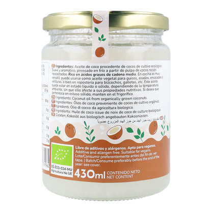 Pack 5x Aceite de coco ECO Planeta Huerto 430 ml