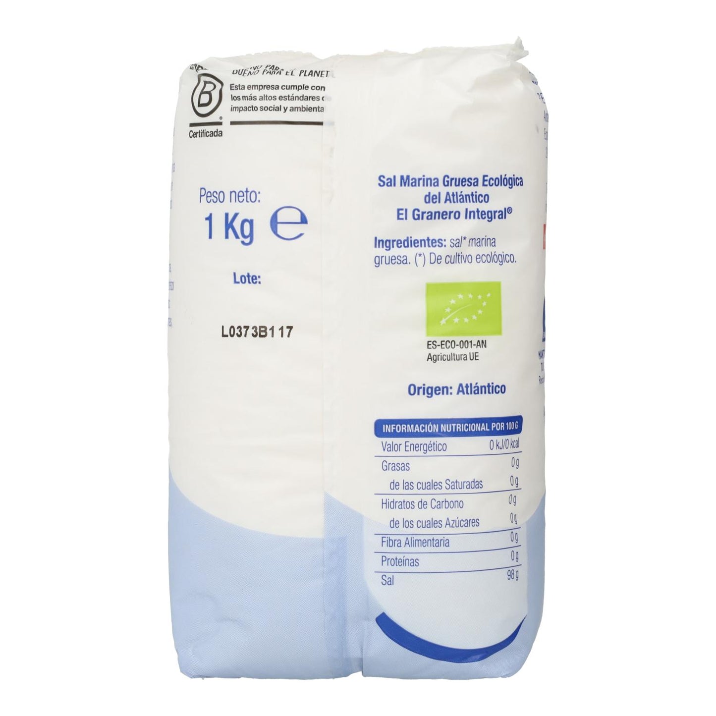 Sal marina gruesa BIO El Granero, 1Kg