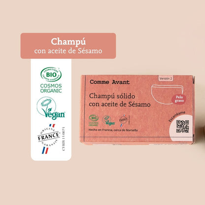 Champú sólido con aceite de sésamo (cabello graso) Comme Avant 70 g