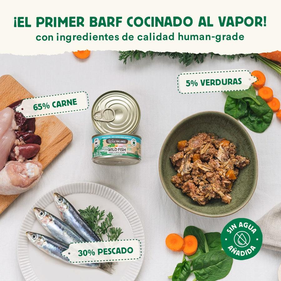 Pack Lata de Pescado y Pavo BARF para gatos 6x120 g Wild Balance