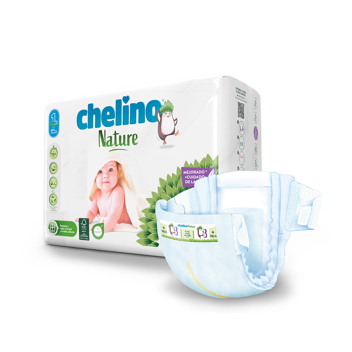 Pack 6x Pañales T3 4-10 kg Chelino Nature 36 uds