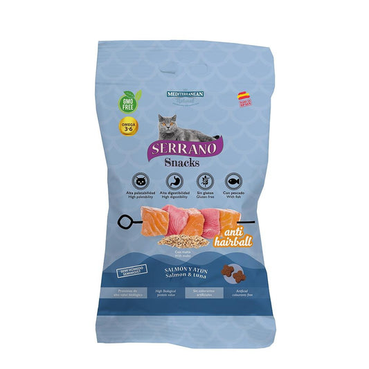 Serrano Snacks antihairball de salmón y atún para gatos 50 g Mediterranean