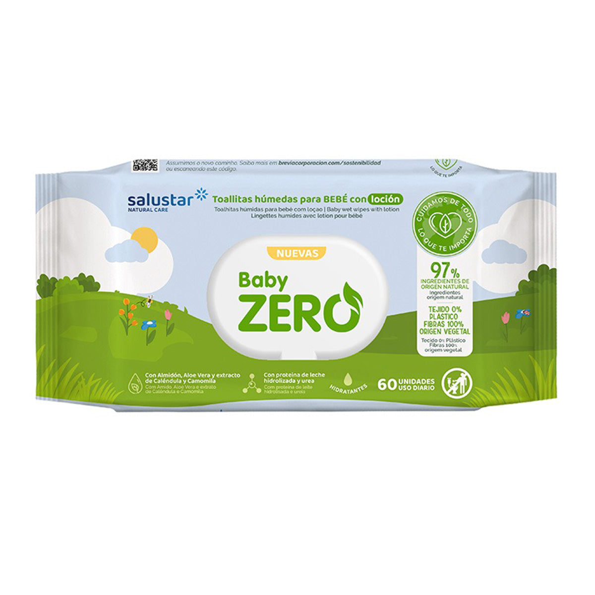 Pack 12 x Toallitas infantiles biodegradables Salustar 60 uds