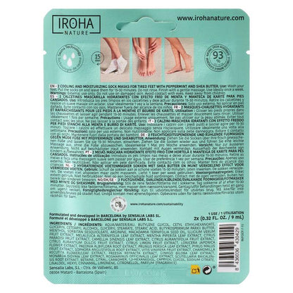 Calcetines Mascarilla Efecto Frío Hidratante  Menta y Manteca de Karité Iroha Nature 2 x 9 ml