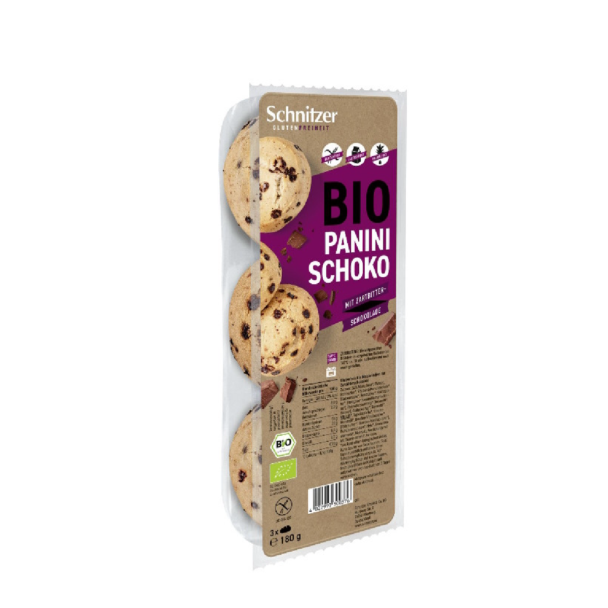 Panecillos Panini con Chips de Chocolate Sin gluten Schnitzer 180g